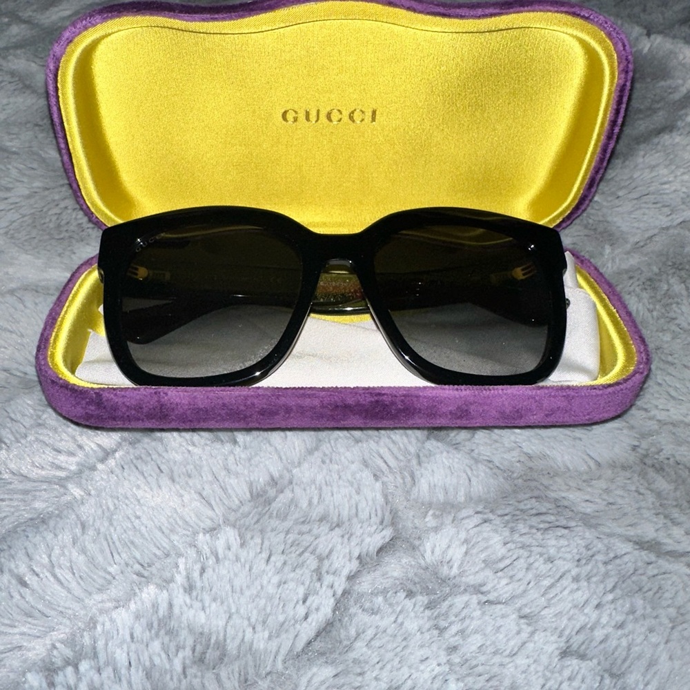 Gucci Black Sunglasses with Vibrant Case